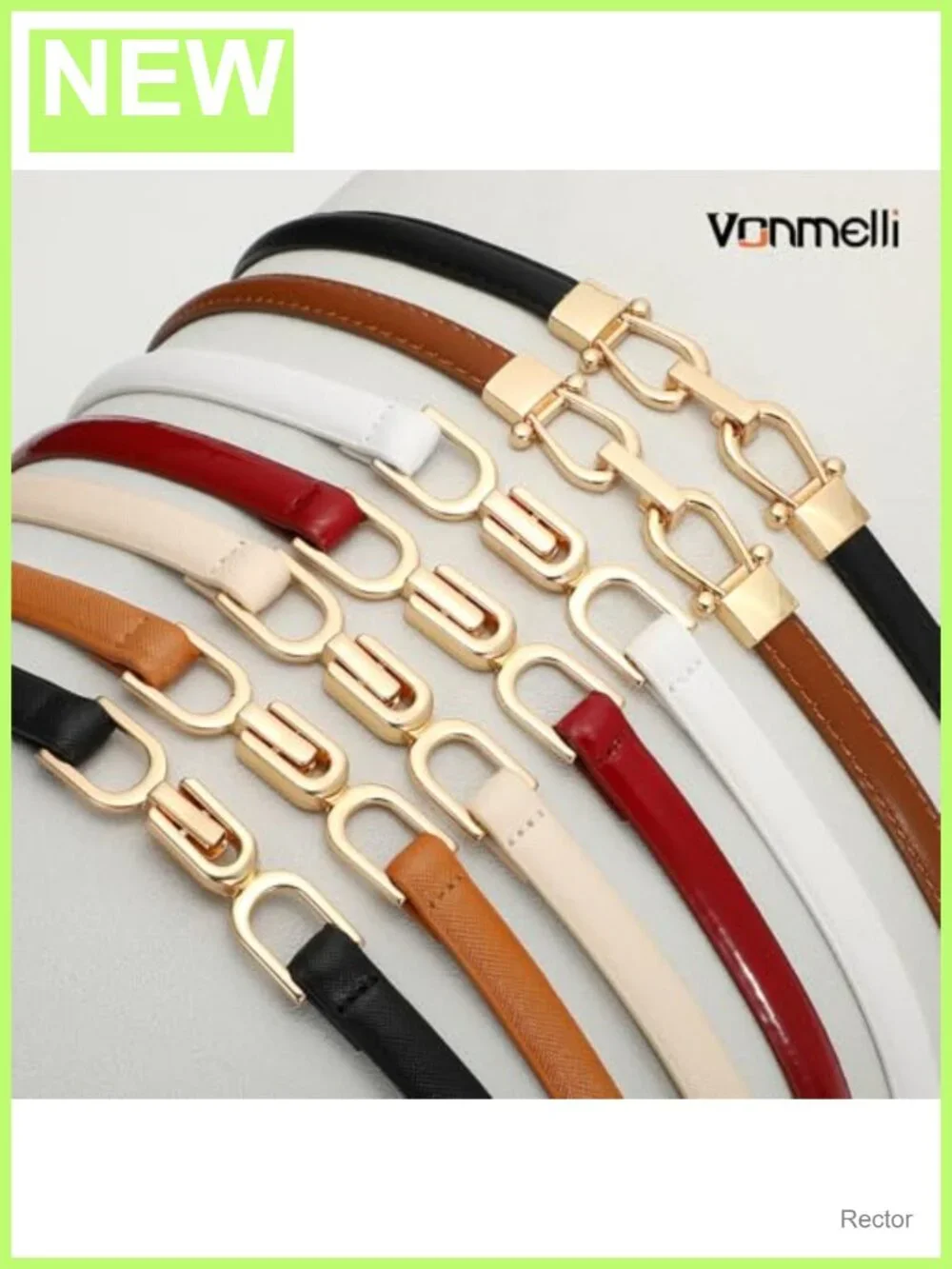 Women's Faux Leather Skinny Belt Adjustable Thin Waist Belt Gold Buckle
